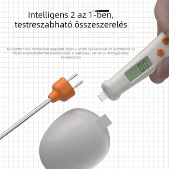 Mini elektromos konyhai kanálmérleg hőmérsékletméréssel, 0,5 g–500 g, két funkció egyben főzéshez és sütéshez