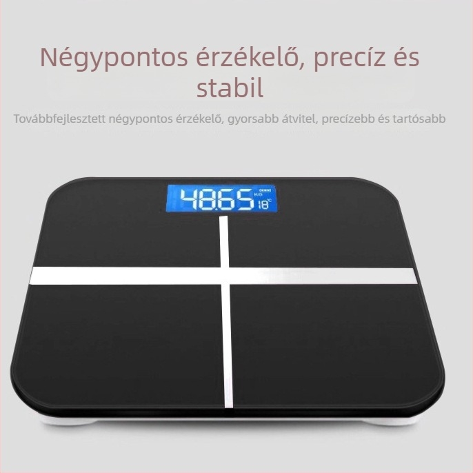 Digitális fürdőszobai mérleg, kompakt, elemmel működő, pontos testsúlymérés