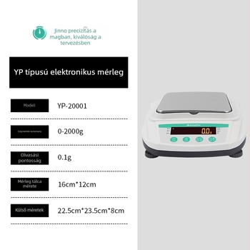 Jinnuo YP Elektronikus analitikai mérleg, pontosság 0.01 g, méréshatár 0–5000 g, modell YP-20002