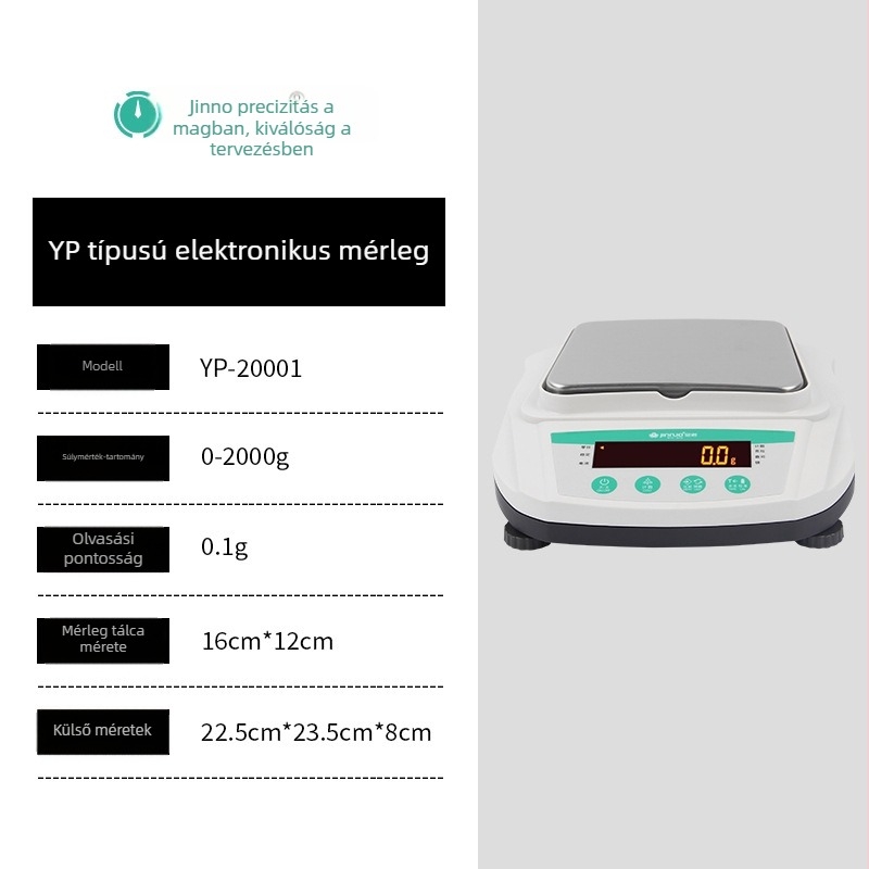 Jinnuo YP Elektronikus analitikai mérleg, pontosság 0.01 g, méréshatár 0–5000 g, modell YP-20002