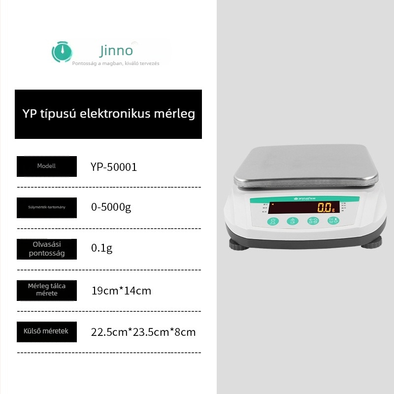 Jinnuo YP Elektronikus analitikai mérleg, pontosság 0.01 g, méréshatár 0–5000 g, modell YP-20002