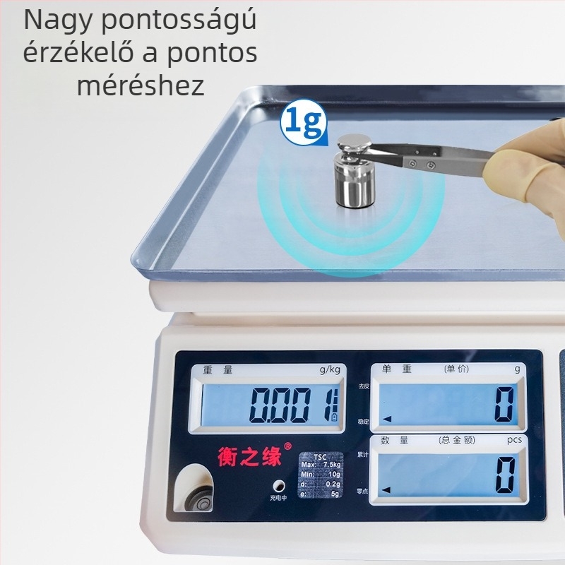 TSC-C digitális számoló mérleg, 30 kg kapacitás, 0,01 g pontosság, ipari vegyi alkalmazásokhoz