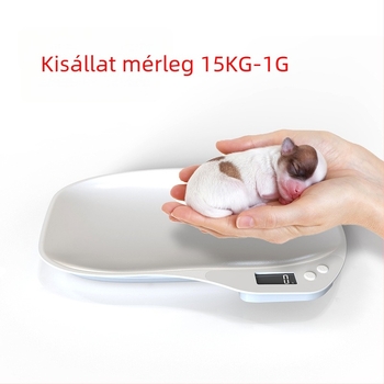 Kompakt elektronikus kisállat-tömegmérő kutyák és macskák számára – digitális konyhai mérleg kisállatokhoz, 15 kg kapacitás, 1 g pontosság
