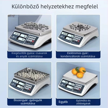 SY modell számoló mérleg — 0,1 g pontosság, mérési tartomány 0,1 g–40 kg, elektronikus mérés, tápellátás: akkumulátor vagy hálózati adapter