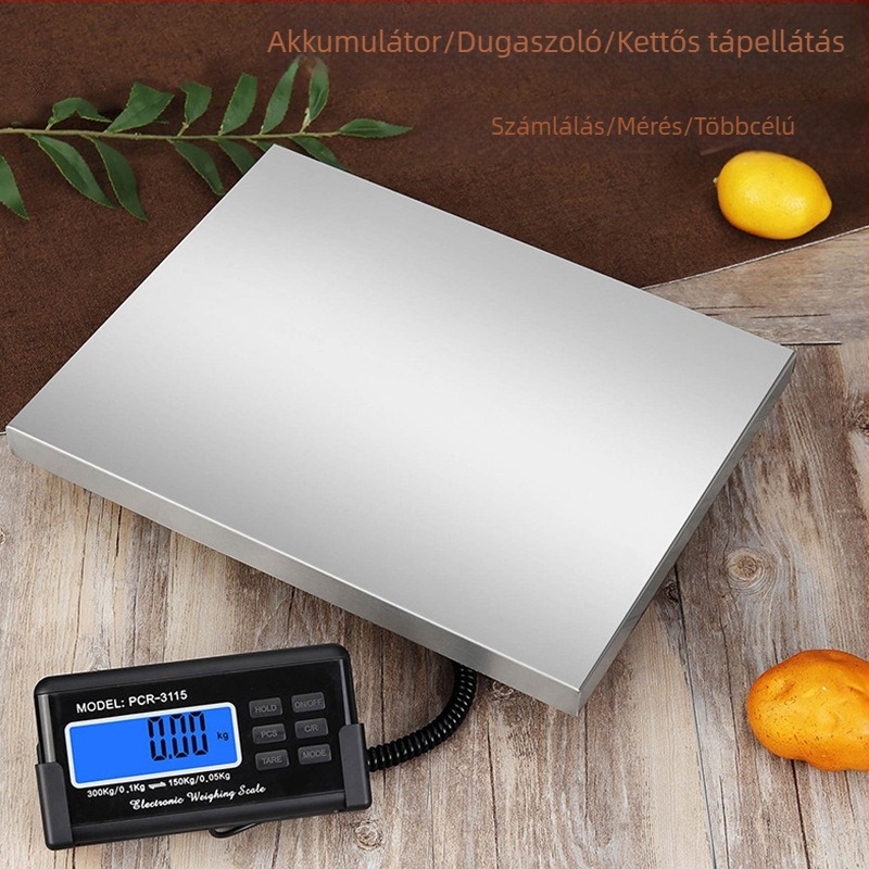 Rozsdamentes acélból készült asztali postai mérleg, 300 kg, digitális csomag- és logisztikai mérleg háziállatok számára