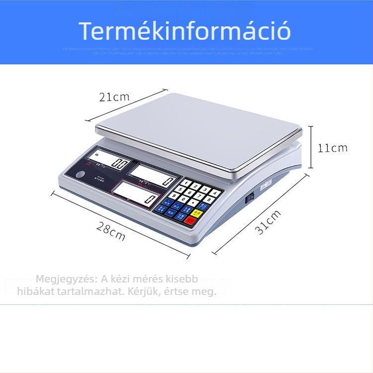30 kg-os platformos elektronikus mérleg, nagy pontosságú, gyógyszertárak és raktárak számára, súlyalapú számolás, asztali mérleg