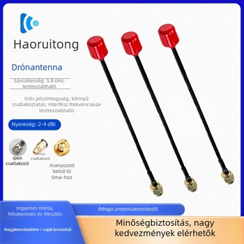 Hrt056 5,8 GHz Mini Lollipop drón antenna, nyereség 2–4 dBi, frekvenciasáv 1,2/2,4/5,8 GHz, impedancia 50 Ω, VSWR ≤ 2.0