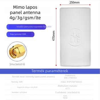 Irányított MIMO kültéri vízálló panel antenna – 24 dBi nyereség, 50 Ω impedancia, SWR ≤ 1.5
