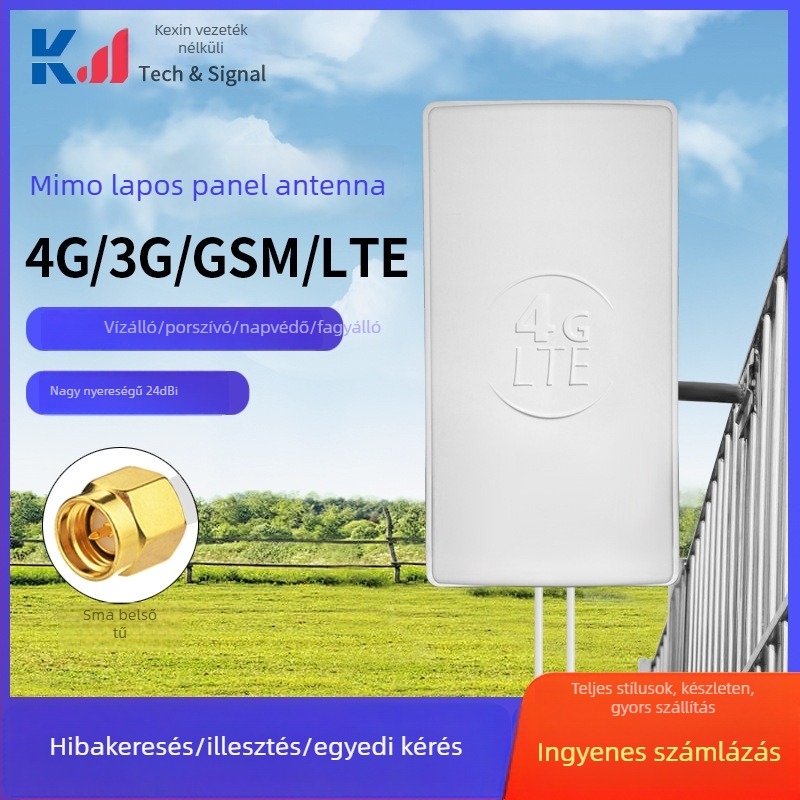 Irányított MIMO kültéri vízálló panel antenna – 24 dBi nyereség, 50 Ω impedancia, SWR ≤ 1.5