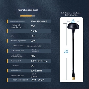 Shengda 5,8 GHz omnidirekcionális gomba FPV antenna drónokhoz – kültéri vízálló, interferencia elleni védelem, magas nyereség