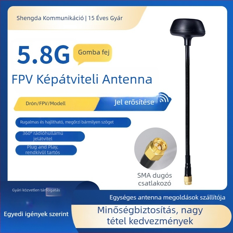 Shengda 5,8 GHz omnidirekcionális gomba FPV antenna drónokhoz – kültéri vízálló, interferencia elleni védelem, magas nyereség