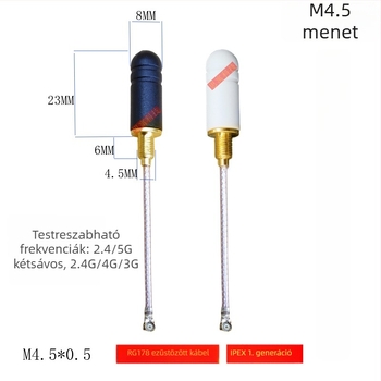 2.4G mini vízálló antenna burkolatra szerelhető, M4.5 menet, 4G/NB/433, IPEX-kábelhez