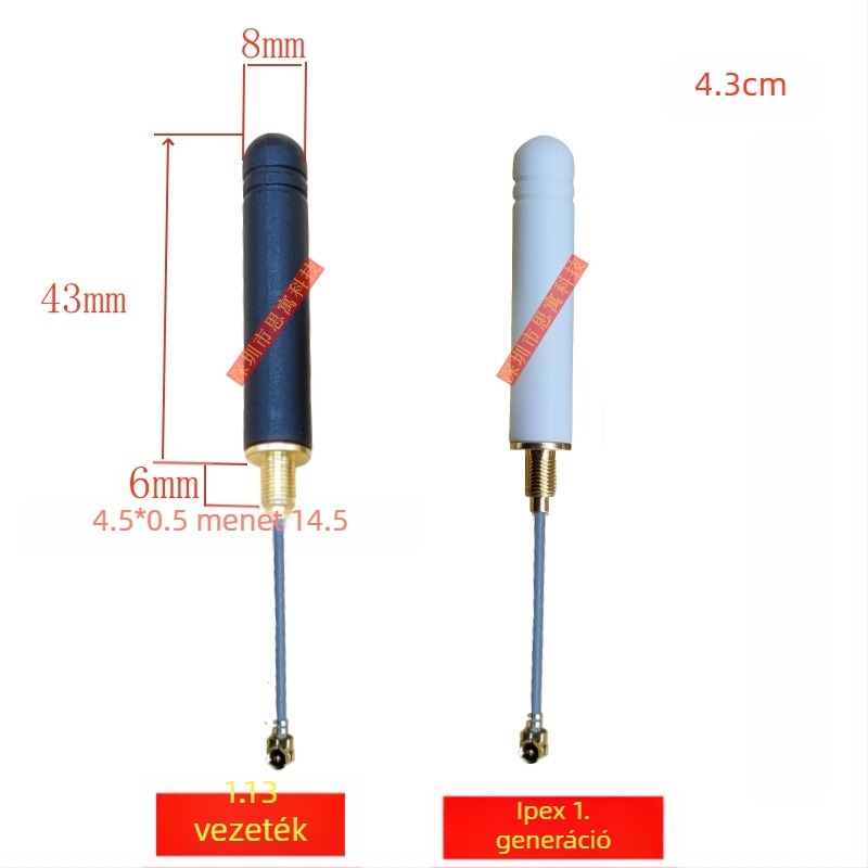 2.4G mini vízálló antenna burkolatra szerelhető, M4.5 menet, 4G/NB/433, IPEX-kábelhez