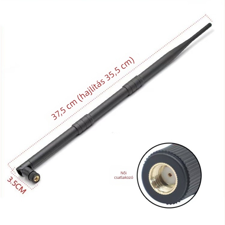 WiFi-routerhez való duál-sávú antenna 2.4G/5.8G, 9 dBi nyereség, ragasztóoszlop formájú, férfi és női csatlakozók