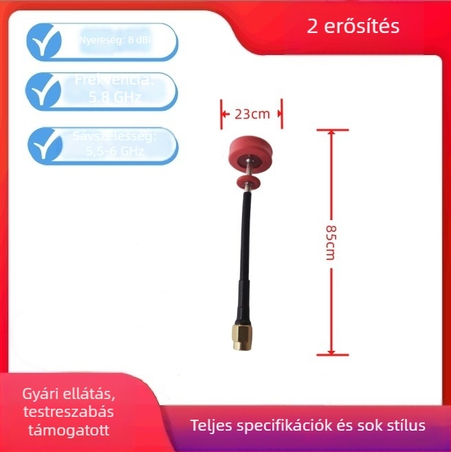 Red Pagoda FPV UAV antenna 5,8 GHz képátviteléhez, nagy nyereség; Nyereség: 8; Impedancia: 50 Ω; SWR ≤ 1,5