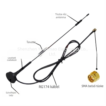 3G/4G LTE Wi‑Fihez szívócsészés antenna — nyereség 12 dB, sáv 700–2700 MHz, 50 Ω, SWR ≤ 1.5