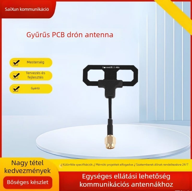 Saixun drón antennája — kör PCB lemez, SMA csatlakozó, 2.4/2.5 GHz
