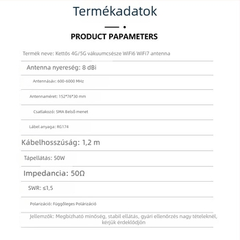 5G/4G antenna, WiFi 6/7-kompatibilis, routerek és hálózati kártyákhoz, összecsukható