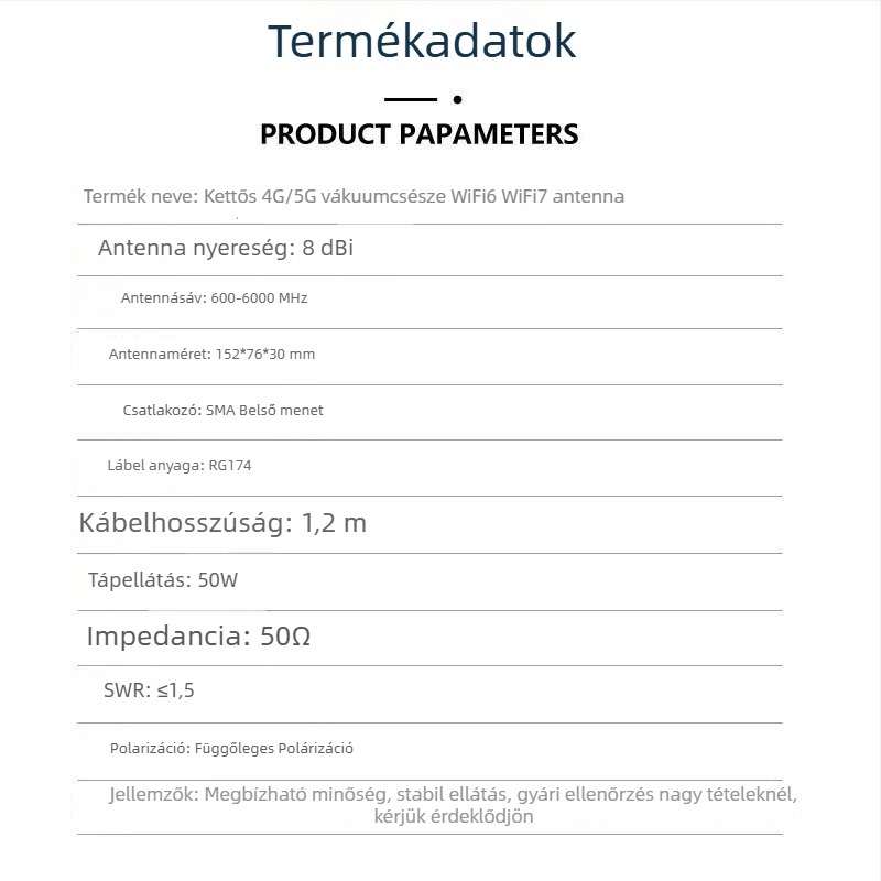 5G/4G antenna, WiFi 6/7-kompatibilis, routerek és hálózati kártyákhoz, összecsukható