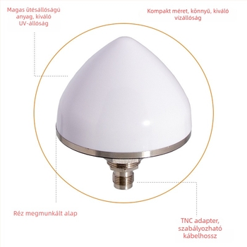 GPS időzítő antenna IP67 vízálló a pozicionáláshoz, L1/B1 BeiDou, 1575.42MHz, 50Ω, SWR ≤2, 3-12V, TNC-K csatlakozó