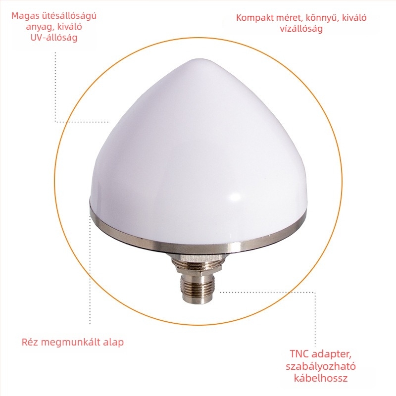 GPS időzítő antenna IP67 vízálló a pozicionáláshoz, L1/B1 BeiDou, 1575.42MHz, 50Ω, SWR ≤2, 3-12V, TNC-K csatlakozó