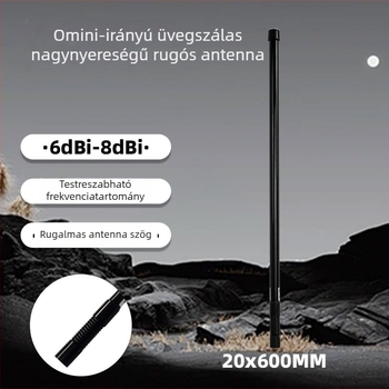FRP külső omniantenna, több sávos, 6–8 dBi nyereség, 50 Ω impedancia, SWR ≤1.5