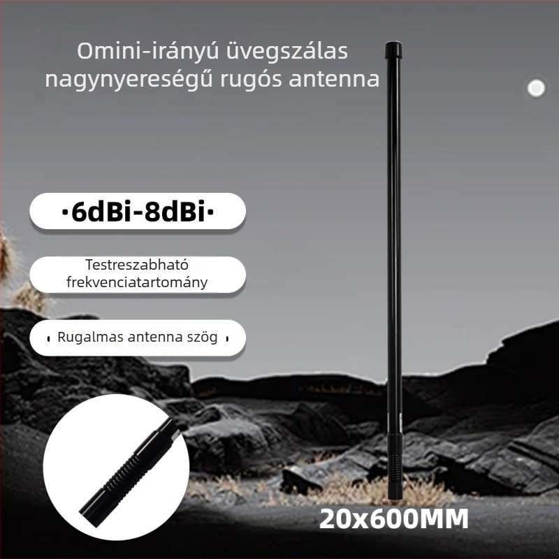 FRP külső omniantenna, több sávos, 6–8 dBi nyereség, 50 Ω impedancia, SWR ≤1.5