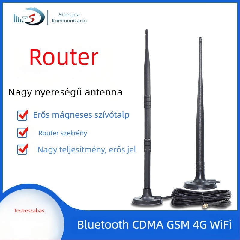 Kültéri vízálló 4G antenna szívófejes rögzítéssel és SMA csatlakozóval, 698–2700 MHz, 15 dBi, 50 Ω, SWR ≤ 1,5