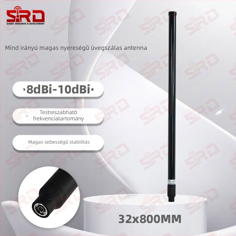 Kültéri vízálló üvegszálas antenna, omnidirekcionális, 50 Ω, nyereség 8–10 dBi, SWR ≤ 1.5