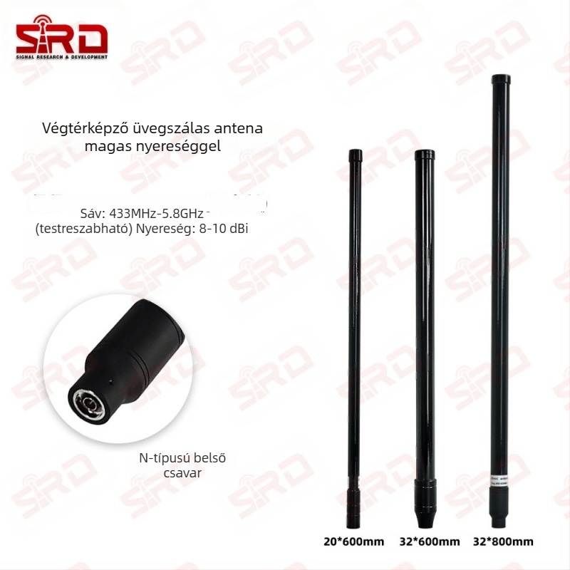 Kültéri vízálló üvegszálas antenna, omnidirekcionális, 50 Ω, nyereség 8–10 dBi, SWR ≤ 1.5