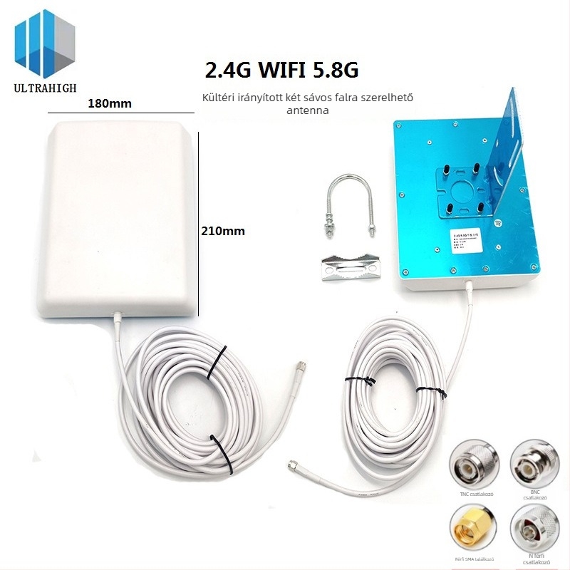 Magas nyereségű lemezes antenna, falra szerelhető, WiFi 2.4/5.8 GHz, modell TGDZ-BG-WIFI-0102, SWR ≤ 1.5