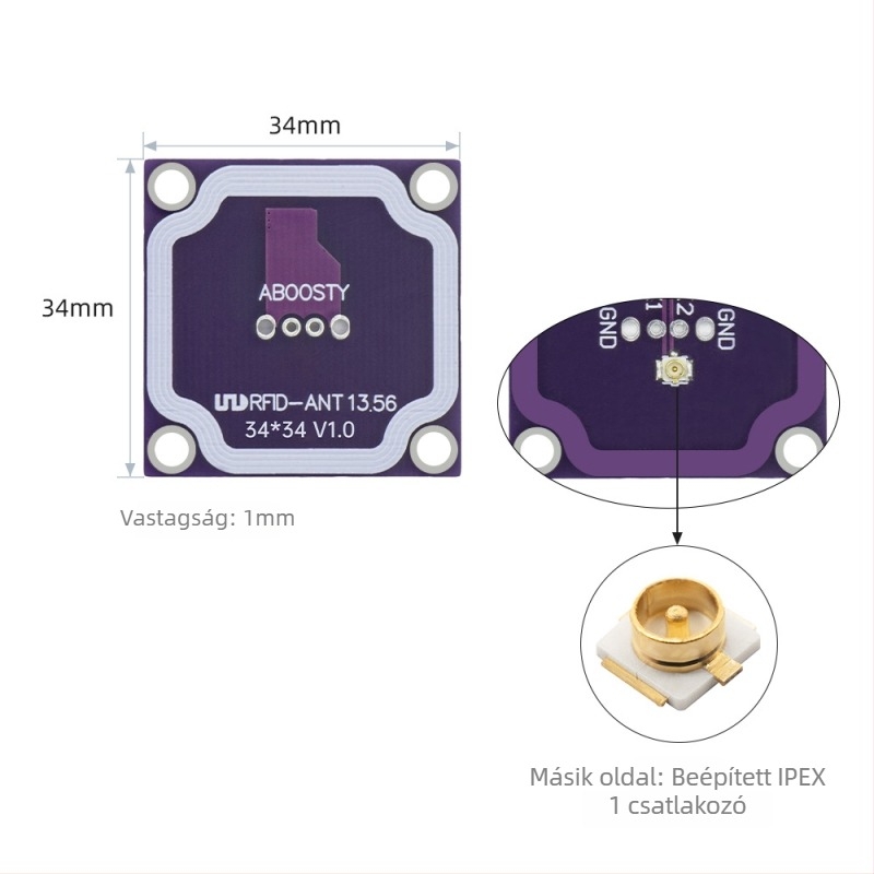 NFC és RFID antenna, 13,56 MHz, PCB anyag, csavaros rögzítés