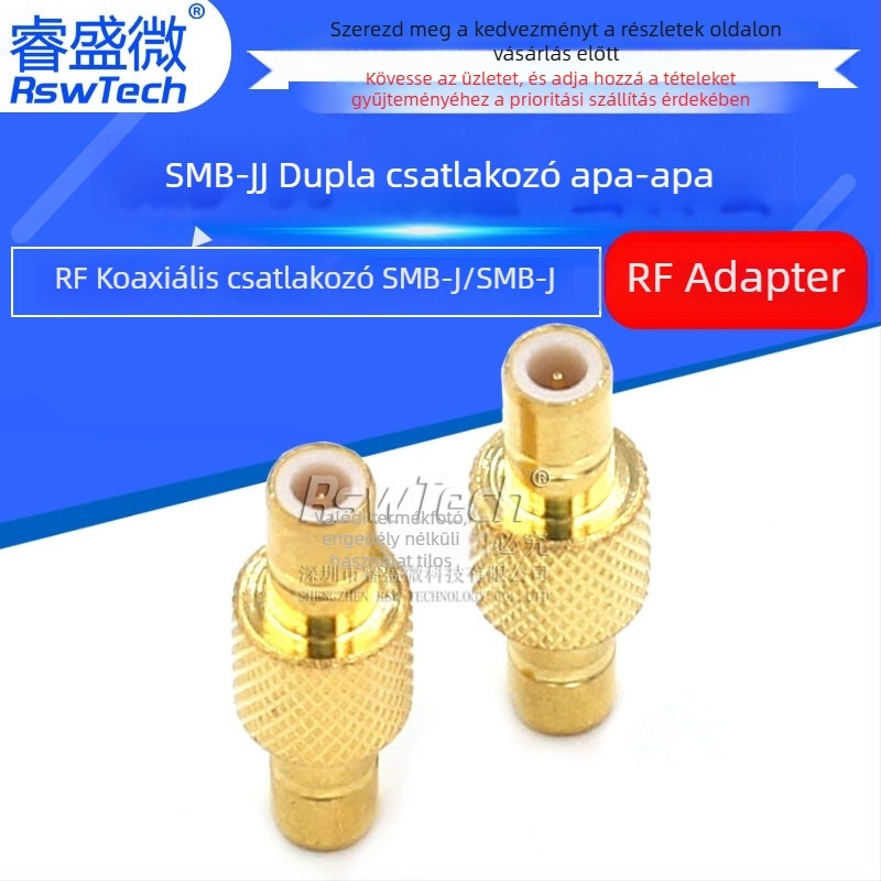 SMB-JJ 50 Ω RF koaxiális csatlakozó, aranyozott, egyenes átvezetés, dupla átvezetés adapter, antenna tartó
