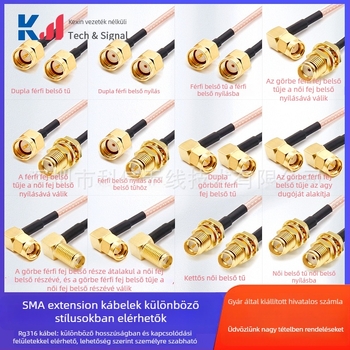 SMA férfi–SMA női adapterkábel 316 rozsdamentes acél, wifi modul bővítőkábel 0-6 GHz (3G/4G/5G)