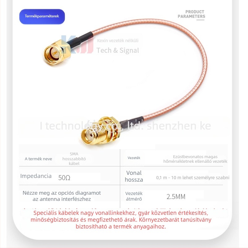 SMA férfi–SMA női adapterkábel 316 rozsdamentes acél, wifi modul bővítőkábel 0-6 GHz (3G/4G/5G)