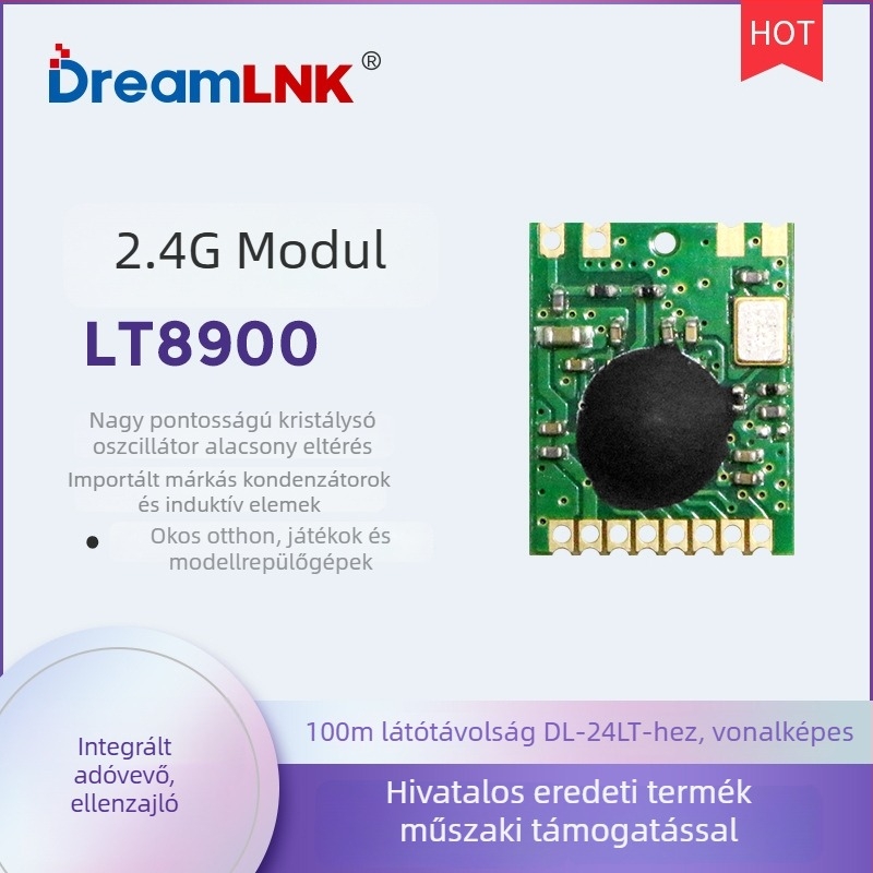 DreamLnk LT8900 2,4 GHz vezeték nélküli transceiver modul távirányításhoz – Moduláció: GFSK/2-FSK/OOK; Támogatja a testreszabott protokollt