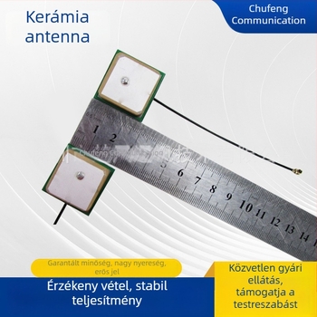 Kerámia GPS antenna beépített aktív és passzív elemekkel, 25×25×4 mm, navigáció és helymeghatározás