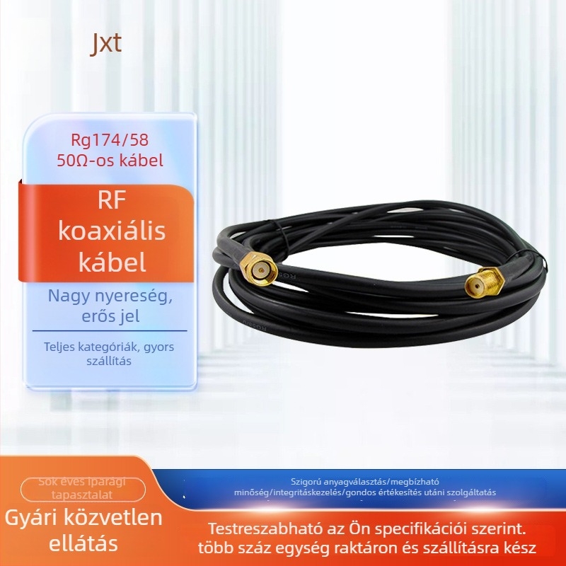 RF koaxiális kábel SMA-J férfi – SMA-K női, RG58 50-3 tiszta réz, tápláló jumper antenna kábel