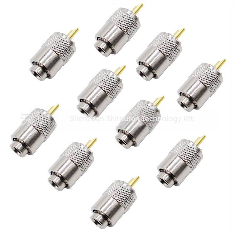 10 darab UHF férfi PL259 RF csatlakozó RG58/RG8 kábelekhez, réz izolátor, autóhasználatra