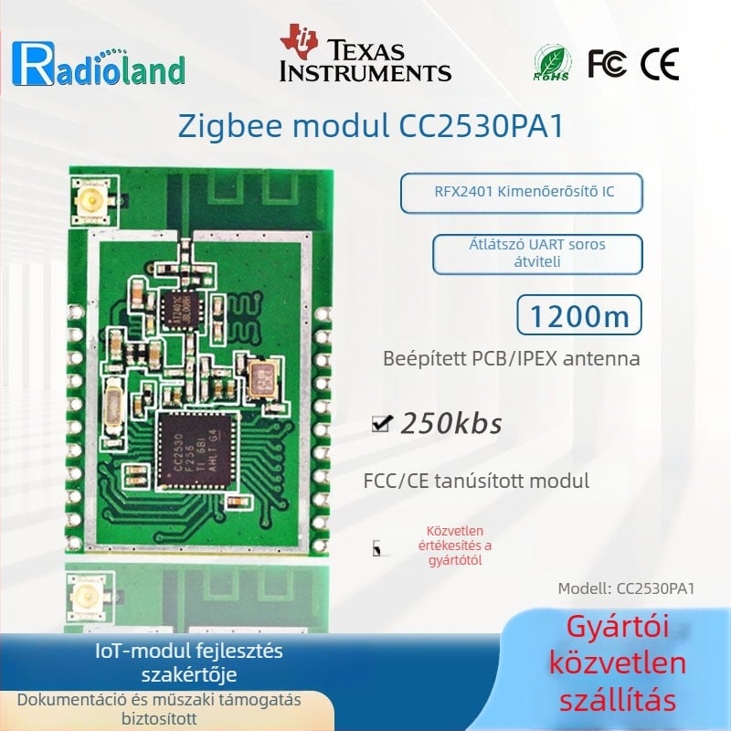 ZigBee CC2530 modul, patch típus, hosszú hatótávolságú vezeték nélküli RF soros passthrough, ad hoc hálózati irányítás