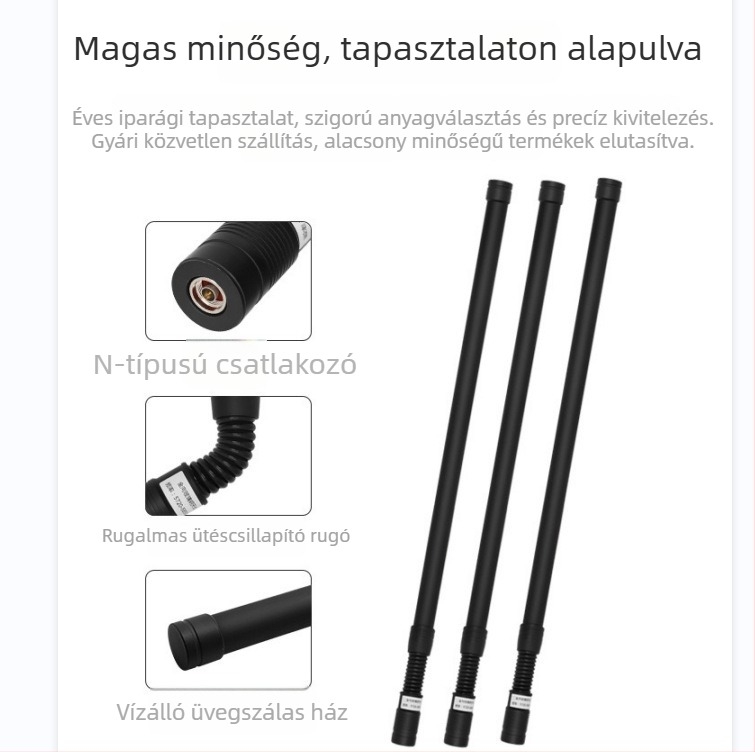 Omnidirekcionális üvegszálas antenna 480–580 MHz, 3 dBi, N-típusú férfi csatlakozó, kültéri bázisállomához