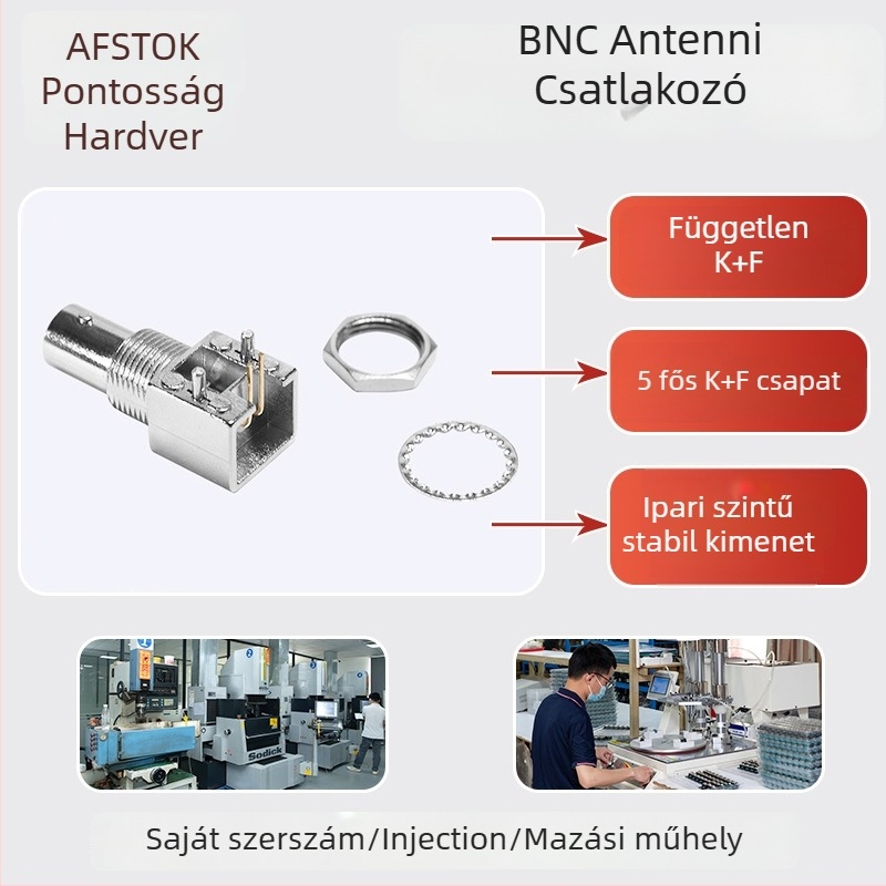 BNC antennaalap RF csatlakozó interfésszel, DC–3 GHz, 500 VRMS, 1500 VRMS dielektromos ellenállás, VSWR max 1,3
