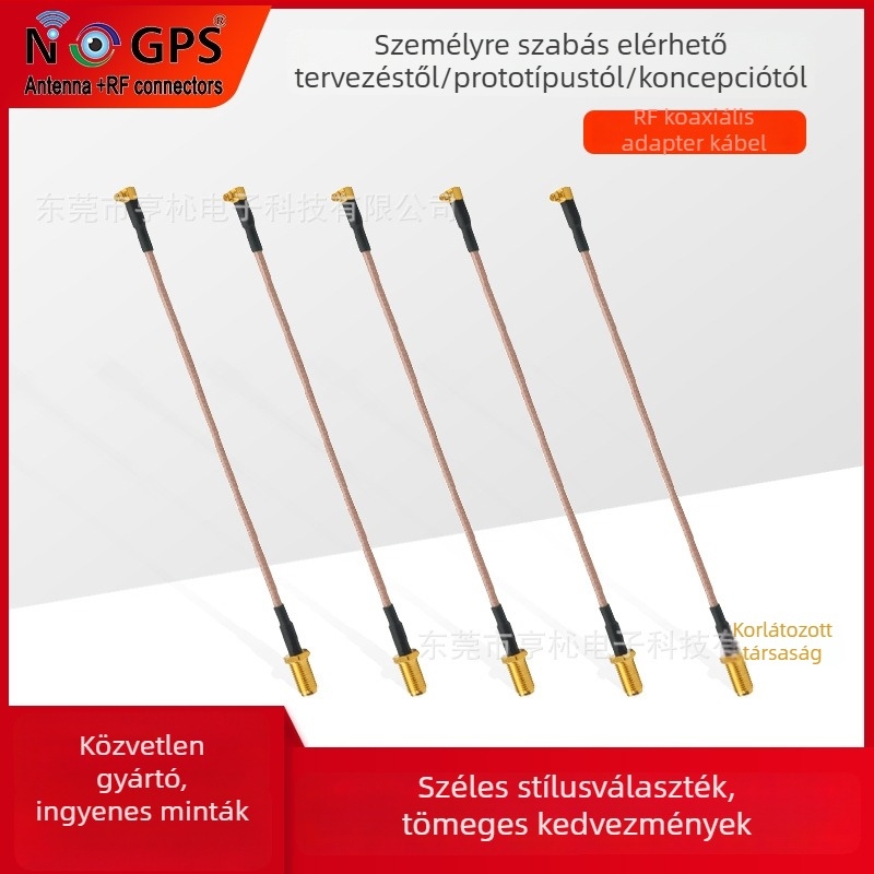 RG316 koaxiális antennavezető, MMCX csatlakozó, 50 Ω, SWR ≤ 1,5, nyereség 0 dB