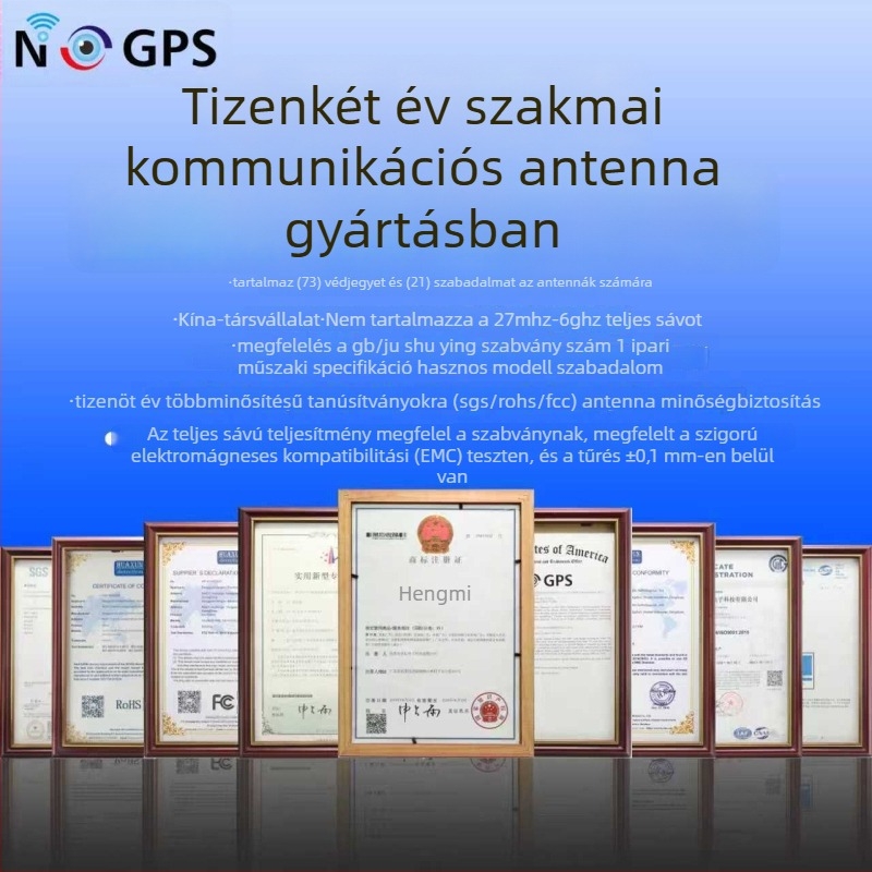RG316 koaxiális antennavezető, MMCX csatlakozó, 50 Ω, SWR ≤ 1,5, nyereség 0 dB