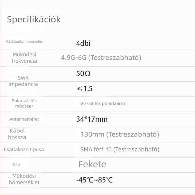 FPV antenna quadkopterhez, 4.9G/5.8G/6G képátvitel, nagy nyereség, hosszú hatótávolság