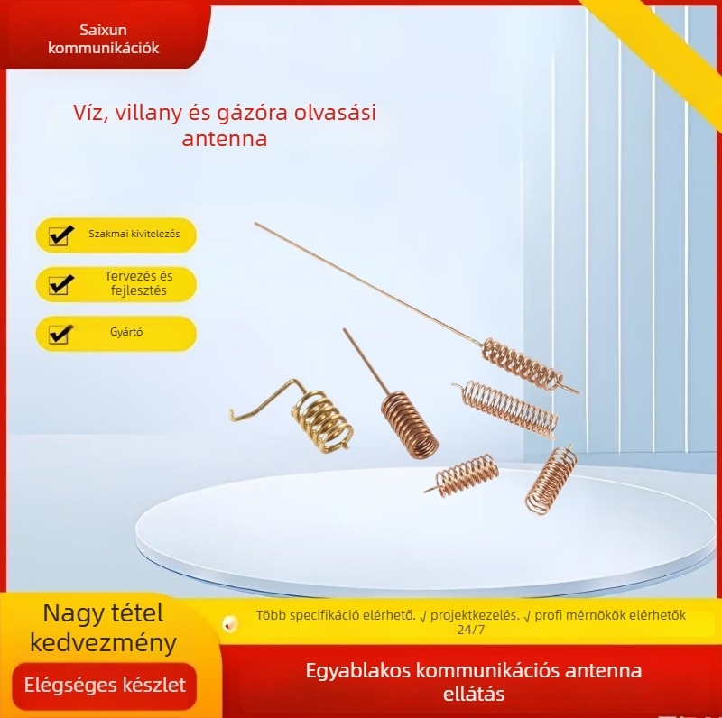 Rugós antenna beépített réz spiráltekercseléssel, nagy nyereséggel a víz-, villany- és gázmérő olvasásához