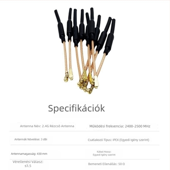 2,4 GHz-es rézcső antenna WiFi/Bluetooth modulhoz és drón képmátrenderítéséhez – omnidirekcionális, burkolattal, 3 dB-es nagy nyereség