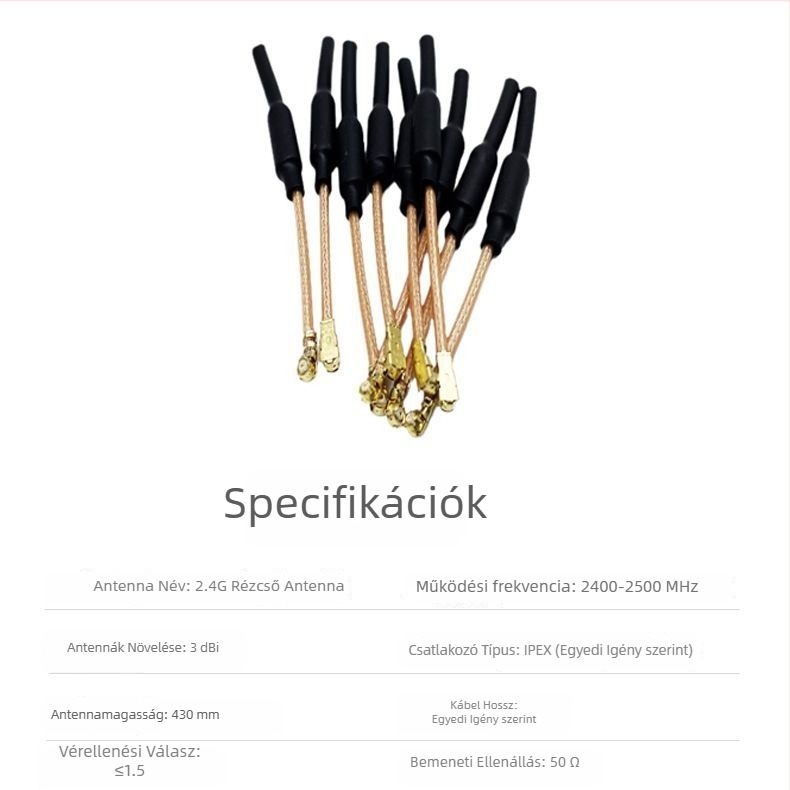 2,4 GHz-es rézcső antenna WiFi/Bluetooth modulhoz és drón képmátrenderítéséhez – omnidirekcionális, burkolattal, 3 dB-es nagy nyereség