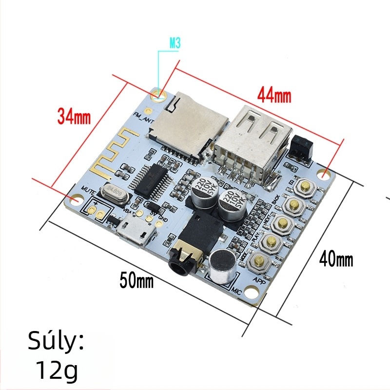 Vezeték nélküli Bluetooth audió vevőpanel dekódolás és lejátszás, USB és TF kártya támogatás, elülső kimenet