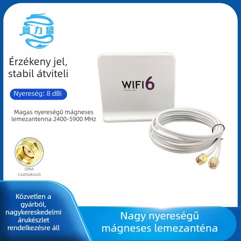 Kettős sávú korongantenna WiFi-hoz, 2.4–5.8 GHz, 8 dBi, 50 Ω, SWR ≤ 1.8